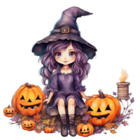 halloween witch and pumpkin AI Generative png