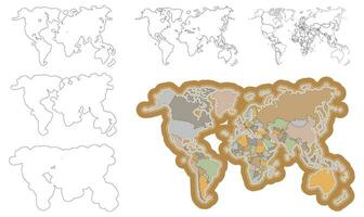 Laser Cut or paper craft World Map wall art vector