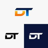 dt inicial logo letra con vistoso degradado estilo vector