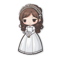 Cartoon cute bride AI Generative png