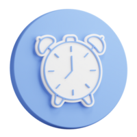 3d le rendu de alarme l'horloge cercle Plastique icône. mécanique regarder pour mesure temps. réaliste bleu blanc png illustration isolé sur transparent Contexte