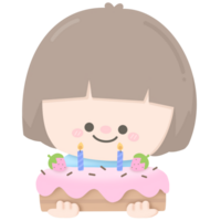 Girl with birthday cake png