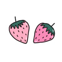 Cute cartoon pastel doodle hand draw strawberry png