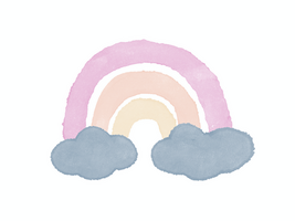 süß kindisch Zeichnung auf ein Weiß Hintergrund. minimalistisch Illustration von Regenbogen und Wolken im Aquarell Stil psd