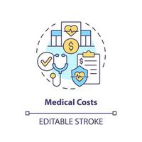 2D editable medical costs thin line icon concept, isolated vector, multicolor illustration representing product liability. vector