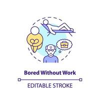 2D editable bored without work thin line icon concept, isolated vector, multicolor illustration representing unretirement. vector