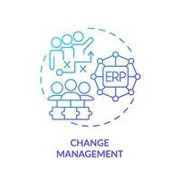 Gradient change management icon concept, isolated vector, enterprise resource planning thin line illustration. vector