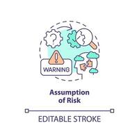 2D editable assumption of risk thin line icon concept, isolated vector, multicolor illustration representing product liability. vector