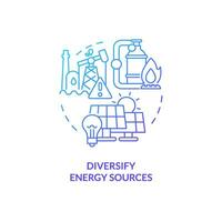 Gradient diversify energy sources concept, isolated vector, thin line icon representing carbon border adjustment. vector