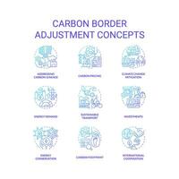 2D gradient icons set representing carbon border adjustment concepts, isolated vector, thin line illustration. vector