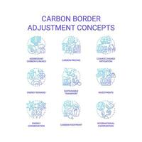 2D gradient icons set representing carbon border adjustment concepts, isolated vector, thin line illustration. vector