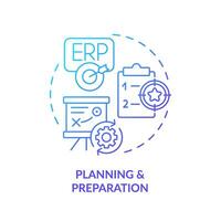 Gradient planning and preparation icon concept, isolated vector, enterprise resource planning thin line illustration. vector