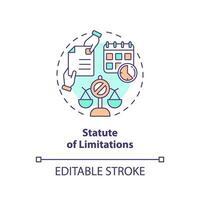 2D editable statue of limitations thin line icon concept, isolated vector, multicolor illustration representing product liability. vector