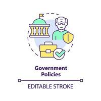 2D editable government policies thin line icon concept, isolated vector, multicolor illustration representing unretirement. vector