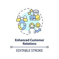 2D editable enhanced customer relations thin line icon concept, isolated vector, multicolor illustration representing unretirement. vector