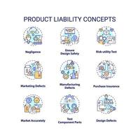 2D editable icons set representing product liability concepts, isolated vector, thin line colorful illustration. vector