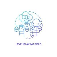 Gradient level playing field concept, isolated vector, thin line icon representing carbon border adjustment. vector