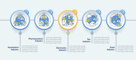 2d producto responsabilidad vector infografia modelo con multicolor lineal íconos concepto, datos visualización con 5 5 pasos, proceso cronograma cuadro.