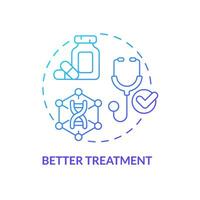 Better treatment blue gradient concept icon. Delivering improved treatment for patients. Benefit of precision medicine abstract idea thin line illustration. Isolated outline drawing vector