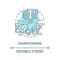 Climate change turquoise concept icon. Environment. Agriculture policy objective abstract idea thin line illustration. Isolated outline drawing. Editable stroke vector