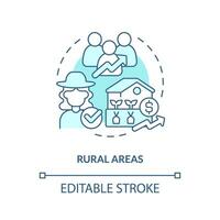 Rural areas turquoise concept icon. Jobs and equality. Agriculture policy objective abstract idea thin line illustration. Isolated outline drawing. Editable stroke vector