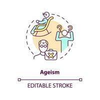 Ageism concept icon. Age discrimination. Social injustice example abstract idea thin line illustration. Isolated outline drawing. Editable stroke vector