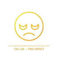 Disappointed emoji pixel perfect gradient linear vector icon. Displeased client feedback. Negative reaction on product. Thin line color symbol. Modern style pictogram. Vector isolated outline drawing