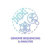 Genome sequencing and analysis blue gradient concept icon. Identifying inherited diseases with technology. Genomic medicine abstract idea thin line illustration. Isolated outline drawing vector