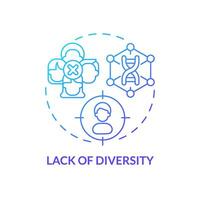 Lack of diversity blue gradient concept icon. Providing research in limited population group. Precision medicine challenge abstract idea thin line illustration. Isolated outline drawing vector