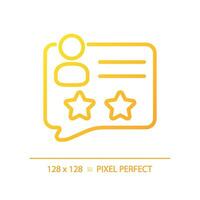 User rating pixel perfect gradient linear vector icon. Rank of network customer. Client activities evaluation. Thin line color symbol. Modern style pictogram. Vector isolated outline drawing