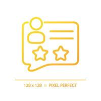 User rating pixel perfect gradient linear vector icon. Rank of network customer. Client activities evaluation. Thin line color symbol. Modern style pictogram. Vector isolated outline drawing