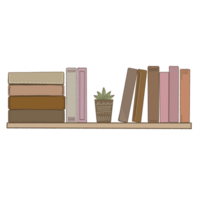 Row of Books on Hanging Shelf Illustration png
