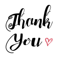 Thank You with heart, Digital text on transparent background png