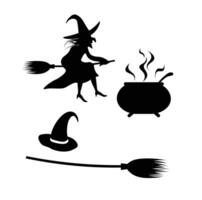 Witch illustration vector in cartoon style on white background. Halloween element. Halloween concept.