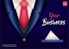 Elegant suit collar and tie. 3d vector. Perfect for your frames and business elements vector