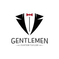 Tuxedo Suit Logo Template with Bow Tie For Men's Fashion. vector