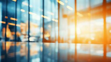 Abstract blurred background office. Defocused architecture blurred motion abstract background. Generative AI photo