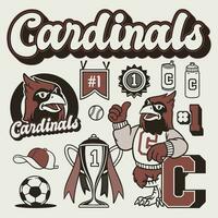 Cardinal Mascot Sport Object in Hand Drawn Vintage Style vector