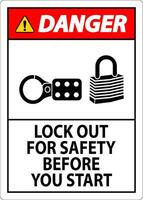 Danger Sign, Lock Out For Safety Before You Start vector