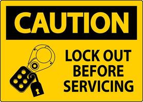 Caution Sign, Lock Out Before Servicing vector