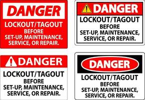 Danger Safety Label, Lockout Tagout Before Set-Up, Maintenance, Service Or Repair vector