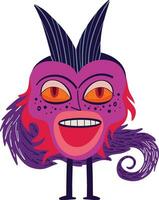 extraño dibujos animados fantasía pájaro. Víspera de Todos los Santos ilustración en garabatear estilo vector