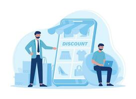 Online store promotion, discount, big sale concept flat illustration vector