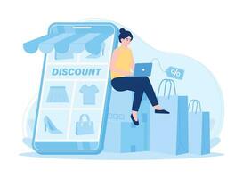 Online store promotion, discount, big sale concept flat illustration vector