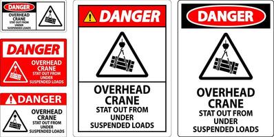 Danger Sign, Overhead Crane Suspended Loads vector