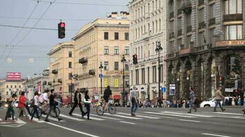 Pedestrian crosswalks on the Nevsky Avenue video