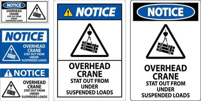 Notice Sign, Overhead Crane Suspended Loads vector