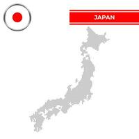 punteado mapa de Japón con circular bandera vector