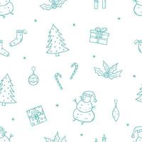 Seamless Pattern Christmas and New Year set of doodle icons. Vector Background wallpaper of cartoon hand draw elements of the symbol of Christmas.