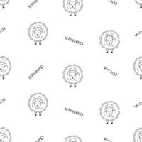 Cartoon sheep wallpaper. Seamless pattern of sheep drawings. Background for printing. vector